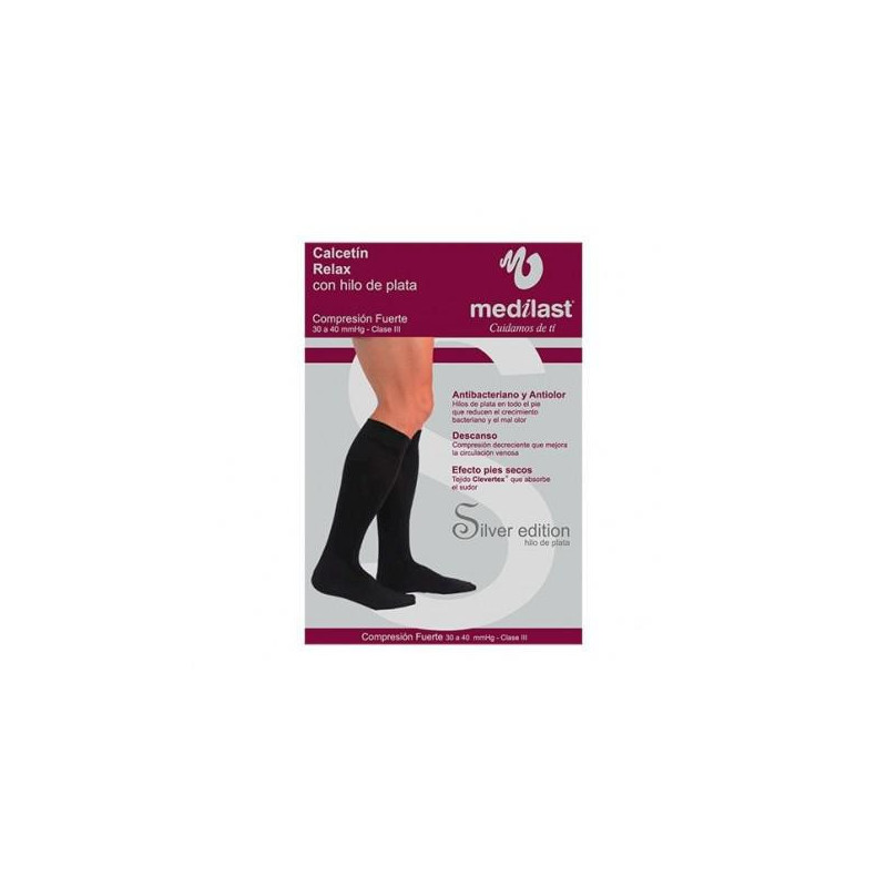 Calcetín Medilast Fuerte Silver Negro Extra Grande