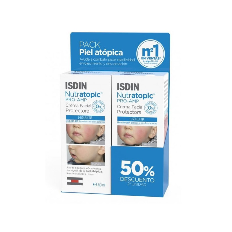 Isdin Nutratopic Pro-AMP Crema Viso Pelle Atopica 2x50ml
