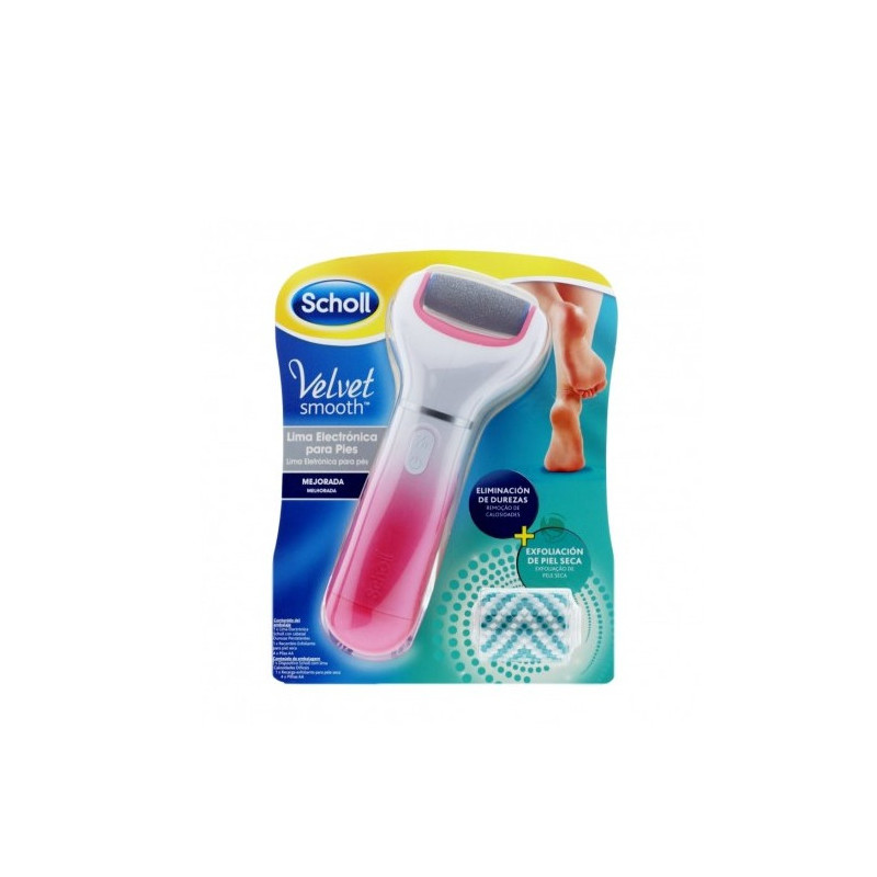 Scholl Velvet Smooth Elettronica Di Lima Rosa Con Testa Esfoliante